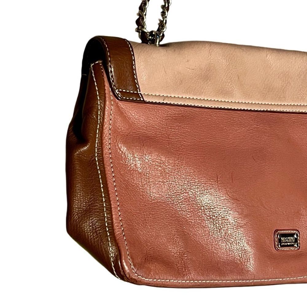 Moschino Vintage Cheap Chic Heart Leather Contrast Stitched Chain Chain Handbag - Picture 5 of 16